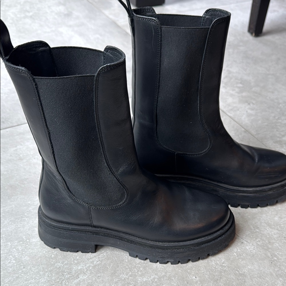 Other Stories Black Combat Moto Boots with Chunky Soles worn twice like new!!!